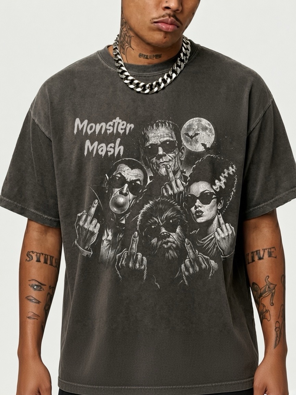 Monster Mash Halloween Comfort Color Graphic Tee, Frankenstein Werewolf Dracula